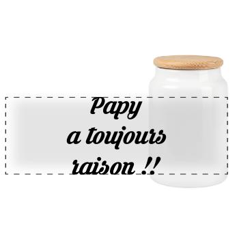 Papy / Grand Pere / Naissance / Baby / Bébé / Papi - Boîte à biscuits avec couvercle en bois - blanc - Devant