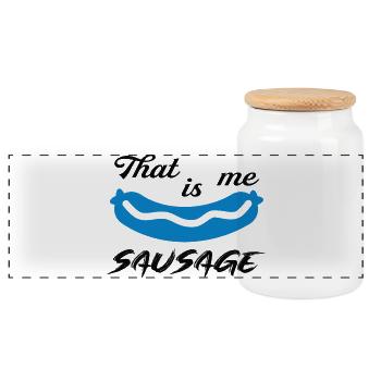 That is me Sausage - Panorama Keksdose mit Holzdeckel - Weiß - Vorne