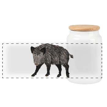 wildschwein jagd - Panorama Keksdose mit Holzdeckel - Weiß - Vorne