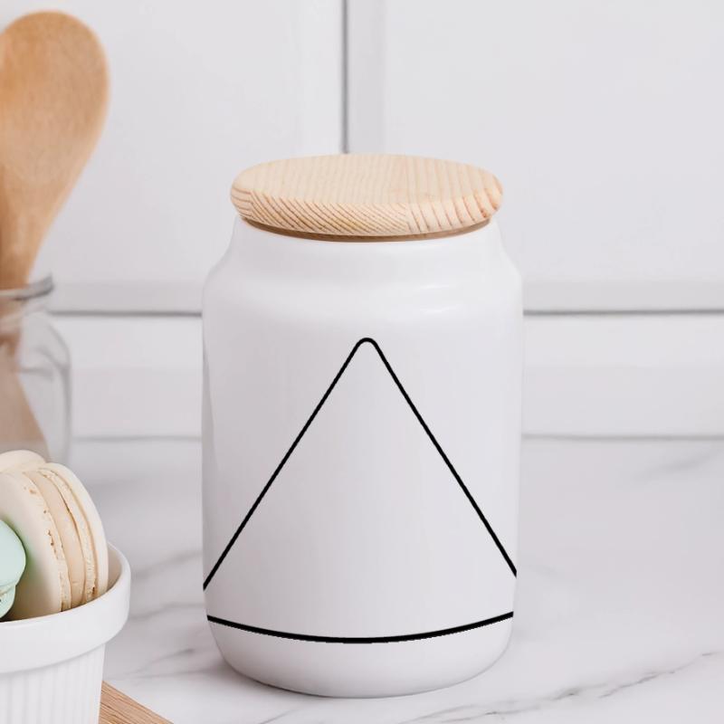 Triangle with rounded corners Panoramic Cookie Jar with Wooden Lid