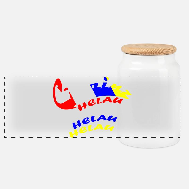 Helau Karnevalsdesign - Panorama Keksdose mit Holzdeckel - Weiß