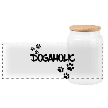 Addicted to dogs. Dog lover, animal * - Panoramic Cookie Jar with Wooden Lid - white - Front