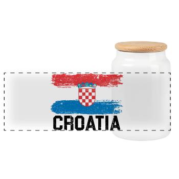 Kroatien Flagge - Panorama Keksdose mit Holzdeckel - Weiß - Vorne
