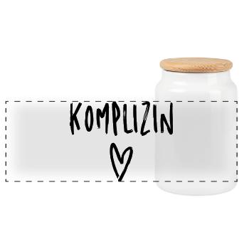 Komplizin Herz Freundin Freundschaft - Panorama Keksdose mit Holzdeckel - Weiß - Vorne