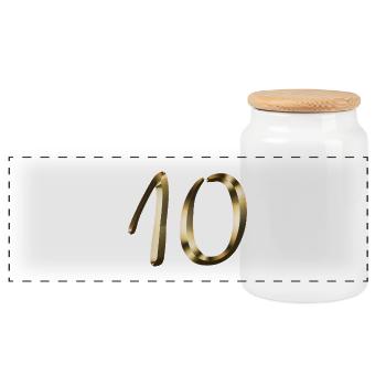 10 year anniversary 10 year gold 10th birthday - Panoramic Cookie Jar with Wooden Lid - white - Front