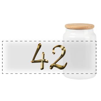 42 Jahre 42-jähriges Gold 42. Geburtstag Geschenk - Panorama Keksdose mit Holzdeckel - Weiß - Vorne