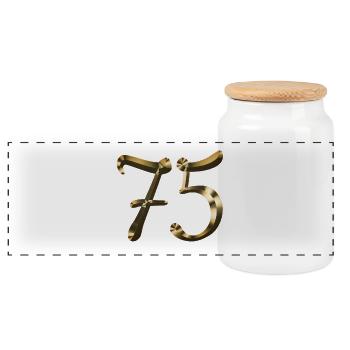 75 Jahre Jubiläum 75-jähriges Gold 75. Geburtstag - Panorama Keksdose mit Holzdeckel - Weiß - Vorne