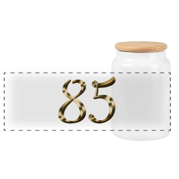 85 Jahre Jubiläum 85-jähriges Gold 85. Geburtstag - Panorama Keksdose mit Holzdeckel - Weiß - Vorne