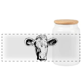 Cow cows - Panoramic Cookie Jar with Wooden Lid - white - Front
