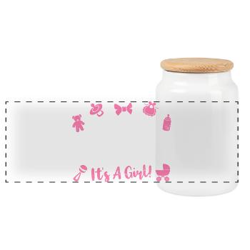 Father Fatherhood Baby Birth - Panoramic Cookie Jar with Wooden Lid - white - Front