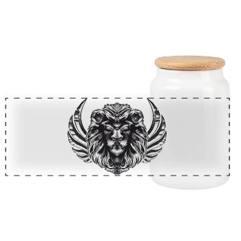 Majestic Lion - Panorama Keksdose mit Holzdeckel - Weiß - Vorne