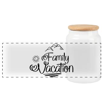 Vacances en famille - Boîte à biscuits avec couvercle en bois - blanc - Devant