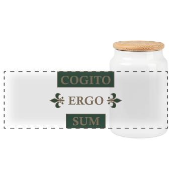 Cogito ergo sum - Boîte à biscuits avec couvercle en bois - blanc - Devant