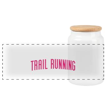 Trail Running – Run Everywhere - Panoramic Cookie Jar with Wooden Lid - white - Front