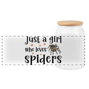 Spider Tarantula - Panoramic Cookie Jar with Wooden Lid - white - Front