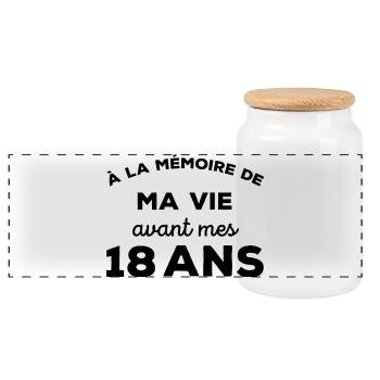 A la mémoire de ma vie avant mes 18 ans - Boîte à biscuits avec couvercle en bois - blanc - Devant