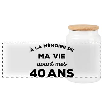 A la mémoire de ma vie avant mes 40 ans - Boîte à biscuits avec couvercle en bois - blanc - Devant