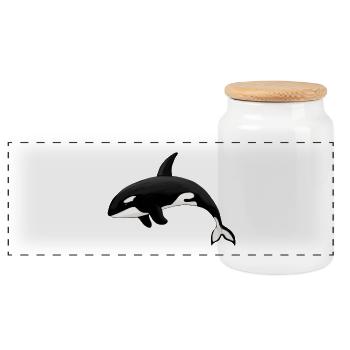 Orca Killer Whale Killer Whale Orka - Panoramic Cookie Jar with Wooden Lid - white - Front