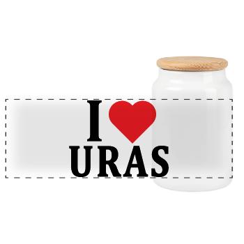 T-Shirt Ich liebe Uras T-Shirt Sardinien Geschenkidee - Panorama Keksdose mit Holzdeckel - Weiß - Vorne