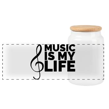 La musique est ma vie Logo du musicien Symbole Clé - Boîte à biscuits avec couvercle en bois - blanc - Devant