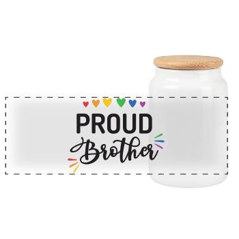 Fier frère - Boîte à biscuits avec couvercle en bois - blanc - Devant