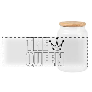 The Queen – Bold Crown Statement Design - Panorama Keksdose mit Holzdeckel - Weiß - Vorne