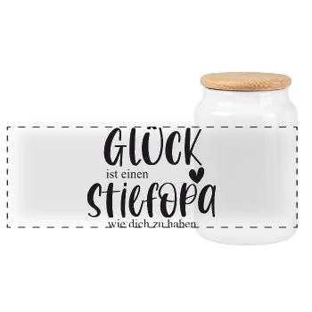 Stiefopa Opa Großvater Familie Geschenk Danke - Panorama Keksdose mit Holzdeckel - Weiß - Vorne