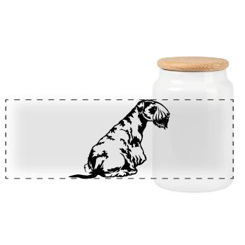Cesky Terrier - Panorama Keksdose mit Holzdeckel - Weiß - Vorne
