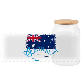 Australia - Panoramic Cookie Jar with Wooden Lid - white - Front