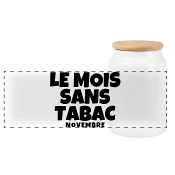 tabac, mois sans tabac, anti tabac - Boîte à biscuits avec couvercle en bois - blanc - Devant
