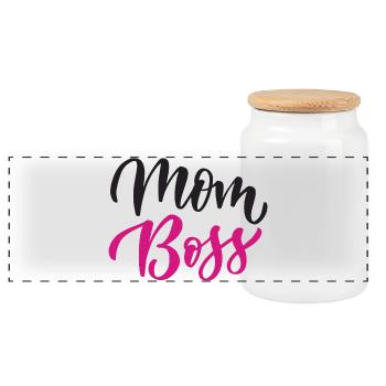 Maman Bos.s - Boîte à biscuits avec couvercle en bois - blanc - Devant