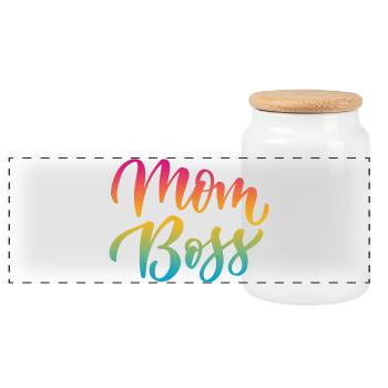 Maman Bos.s - Boîte à biscuits avec couvercle en bois - blanc - Devant