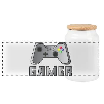 Spieler - Panorama Keksdose mit Holzdeckel - Weiß - Vorne