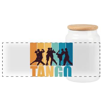 Tango Dancer Dance Vintage Retro Gift - Panoramic Cookie Jar with Wooden Lid - white - Front