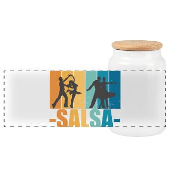 Salsa Vintage Dancer Retro Dancing Cadeau - Boîte à biscuits avec couvercle en bois - blanc - Devant