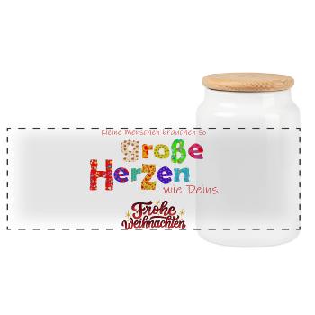 Kleine Menschen brauchen große Herzen - XMAS Danke - Panorama Keksdose mit Holzdeckel - Weiß - Vorne