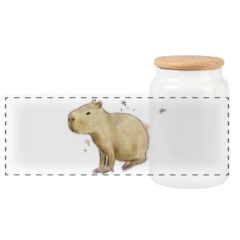 Capybara - Boîte à biscuits avec couvercle en bois - blanc - Devant