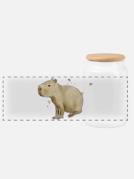 Capybara - Panorama Keksdose mit Holzdeckel - Weiß