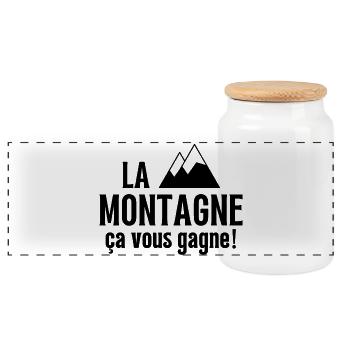 ski, skieur, fan de ski - Boîte à biscuits avec couvercle en bois - blanc - Devant