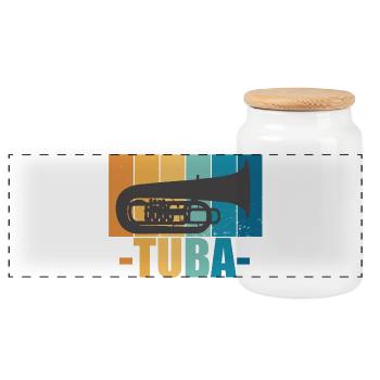 Tuba Vintage Musiker Instrument Geschenk - Panorama Keksdose mit Holzdeckel - Weiß - Vorne