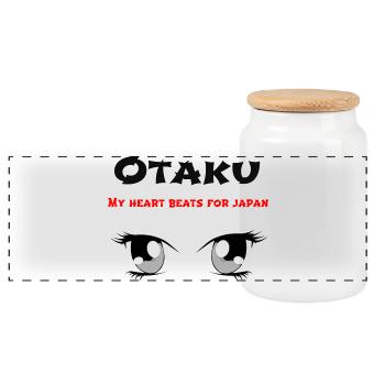 sprüche japanliebhaber, otakuspruch manga augen - Panorama Keksdose mit Holzdeckel - Weiß - Vorne