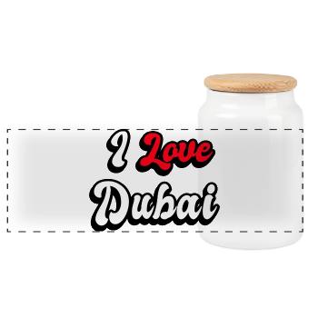 Ich liebe Dubai - Panorama Keksdose mit Holzdeckel - Weiß - Vorne