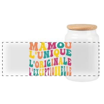 mamou l'unique l'originale l'exceptionnelle - Boîte à biscuits avec couvercle en bois - blanc - Devant
