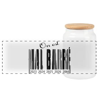 Schlecht durchgestrichener Barcode - Panorama Keksdose mit Holzdeckel - Weiß - Vorne