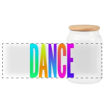 Rainbow Gradient Dance Typography - Panoramic Cookie Jar with Wooden Lid - white - Front