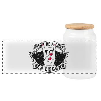 Do not be a lady, be a legend! Woman Power - Panoramic Cookie Jar with Wooden Lid - white - Front