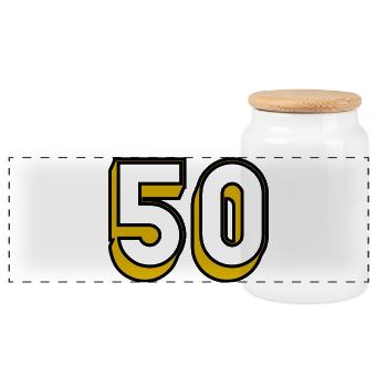 50. BIRTHDAY. HAPPY BIRTHDAY - Panoramic Cookie Jar with Wooden Lid - white - Front