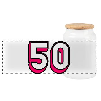 50. HAPPY BIRTHDAY. HAPPY BIRTHDAY - Panoramic Cookie Jar with Wooden Lid - white - Front