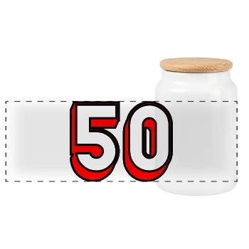 50 ANS. 50e ANNIVERSAIRE. ANNIVERSAIRE 50 ANS. 50 - Boîte à biscuits avec couvercle en bois - blanc - Devant