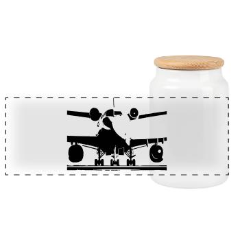 AVION - Boîte à biscuits avec couvercle en bois - blanc - Devant
